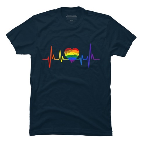 Design By Humans Pride Heartbeat Heart Love By Kangthien T-shirt - Navy ...