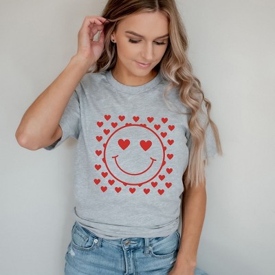 Simply Sage Market Women's Smiley Face Hearts Short Sleeve Graphic Tee