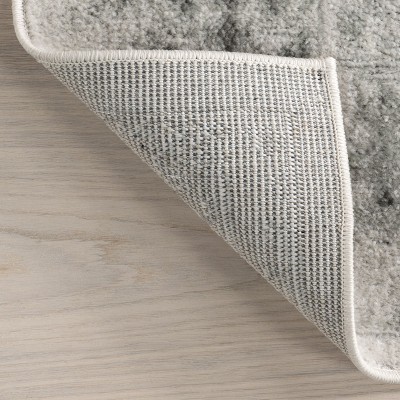 Ivory Rectangular Easy Care Synthetic Area Rug, 52" x 24"