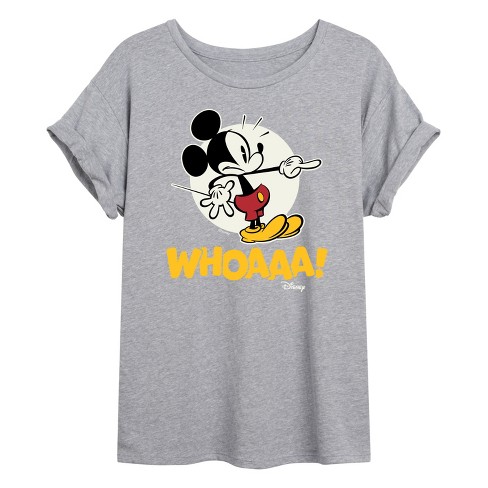 Women s Disney Mickey Mouse Oversized Graphic T shirt Heather Grey Small Target