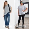 EXLURA Women's Summer Exposed Seams Oversized Tops 2025 Casual Workout T Shirts Trendy Pleated Dressy Crewneck Tunic Outfits - 3 of 4