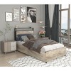 TOAOTBNBO Modern Bed with Storage Headboard, Twin Bed Frame with Charging Station, Comfortable Platform Bed with 4 Drawers, Gray Wash - 4 of 4