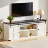 70" Farmhouse TV Stand, Entertainment Center Storage Cabinets w/Power Outlets and Sliding Barn Door,Rustic TV Stands for Living Room - 2 of 4