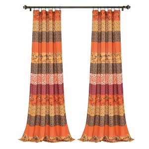 2pk 52"x84" Light Filtering Royal Empire Curtain Panels Orange - Lush Décor: Modern Boho Stripe Drapes - 1 of 4