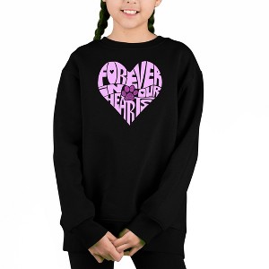 LA Pop Art Forever In Our Hearts - Girl's Word Art Crewneck Sweatshirt - 1 of 4