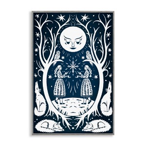 Stupell Industries Woodland Folk Girls with Moon Framed Giclee Art - 1 of 4