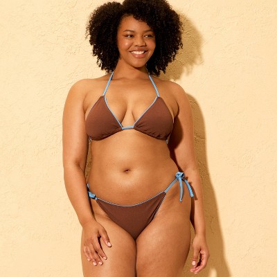 Shade & Shore Women's Crepe Piping Cheeky Coverage Bikini Bottom - Shade & Shore™ Brown M — фото 4