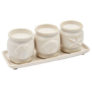 Dexmalle Three-Cup Tealight Holder&Tray,White - 1 of 4