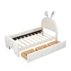 Twin/Full Size Velvet Platform Bed with Rabbit-Shaped Headboard, Drawers and Bed-End Storage Pocket 4W - ModernLuxe - 4 of 4