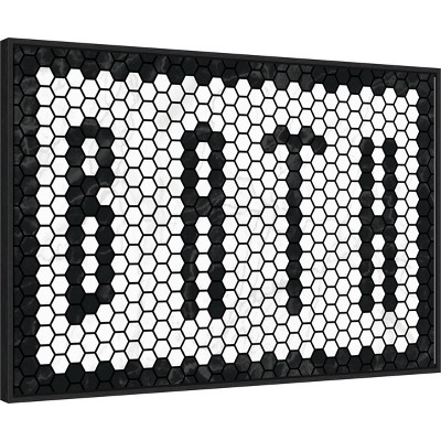 Black and White Hexagonal Tile Framed Canvas Wall Art