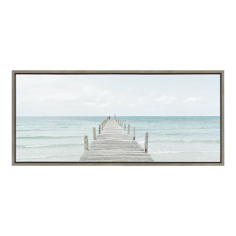 Sylvie Wooden Pier on Beach Framed Canvas by Amy Peterson Gray- Kate & Laurel All Things Decor, 2 of 7