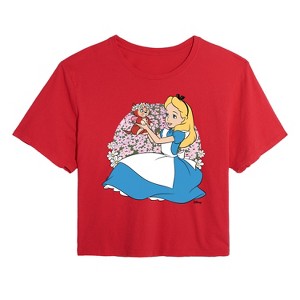 Women's - Disney - Alice In Wonderland Cropped Graphic T-Shirt - 1 of 4