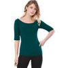 INSPIRE CHIC Women's Half Sleeves Scoop Neck Fitted Layering Soft T-Shirt - 2 of 4