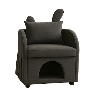 Maliang Bunny-Ear Shape Armchair with Scratch-Resistant Fabric, Built-in Cat & Dog Hideaway, Dual-Use Sofa Chair, Pet-Friendly - 1 of 4