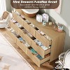 Rattan 9-Drawer Dressing Table with Deep Drawers, Large Chest of Drawers, Long Wooden Dressing Table Suitable for Living Room, Hallway, Bedroom - 4 of 4