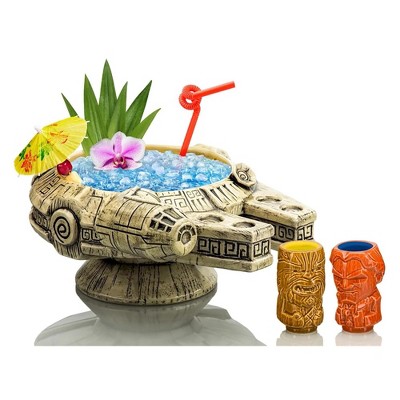 Beeline Creative Geeki Tikis Star Wars Millennium Falcon Punch Bowl Set With Mini Muglets