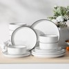 vancasso 18 Piece Set Of White And Black Edged Ceramic Tableware With Vertical Curved Edges Including 6 Plates/Dessert Plates/Bowls Serving 6 People - 4 of 4