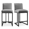 Set of 2 Upholstered Counter Height Bar Stools, 25" Armless Fabric Seat with Black Metal Sled Legs for Kitchen Island & Home Bar-Maison Boucle - 2 of 4