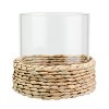 Attop Decorative Hyacinth Hurricane Pillar Candle Holder, Brown - 4 of 4