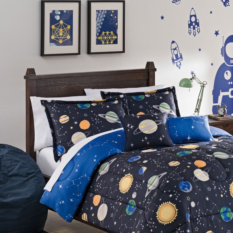 Blue Space Adventure Reversible Comforter Set - Waverly Kids, 3 of 7