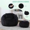 ORRD Pumpkin Shape Bean Bag Chair with Ottoman, Plush Chenille Reading Chair & Lounge Sofa with Pillow for Adults, Living Room, Bedroom，Beige - 4 of 4