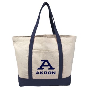 The University of Akron Canvas Tote Bag With External Pocket, Reusable Shoulder Bag for Shopping, School, Beach - 1 of 4
