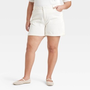 Women's High-Rise Midi Cuffed Jean Shorts - Ava & Viv™ - 1 of 3