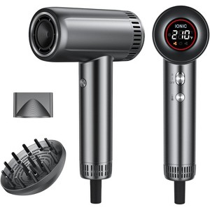 Teendow 1400W Hair Dryer, High-Speed Ionic Blow Dryer, 150,000 RPM Brushless Motor, Diffuser,Grey - 1 of 4