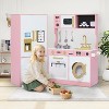 Wooden Play Kitchen Set for Kids with Sink, Freezer, Ice Maker, Washing Machine & Accessories Large Storage & Realistic Features - 2 of 4