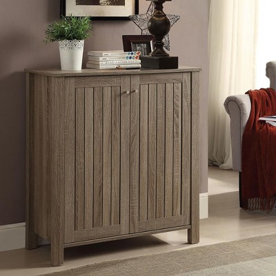 Vynxaria Rustic Dark Taupe 2-Door Shoe Storage Cabinet, Stylish Minimalist Design