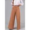 Coolmee Women's Wide Leg Work Pants Straight Elastic High Waisted Double Button Trousers Business Casual Pants with Pockets - 2 of 4