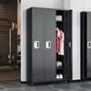 3-Door Steel Storage Locker – 72 Inch Metal Cabinet with 3 Shelves, Industrial Locker for School, Office, Gym, Bedroom, Assembly Required, Black - 2 of 4