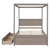 Wooden Canopy Bed With Headboard Footboard 8 Wood Slat Support Space Saving Heavy Duty Platform Beds - 4 of 4