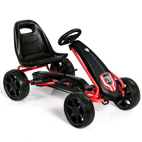 Go Kart Pedal Car Kids Ride On Toys Pedal Powered 4 Wheel Adjustable Seat  Black