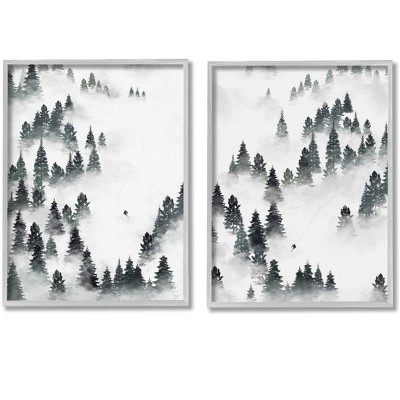 Stupell Industries Winter Ski Slopes Mountain 2 Piece Framed Giclee Art Set