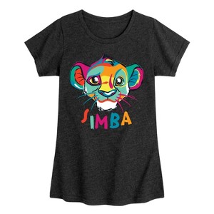 Girls' - Disney - Colorful Simba Fitted Short Sleeve Graphic T-Shirt - 1 of 4