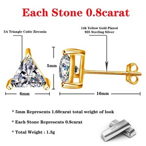 Paaaawaters Yellow Gold Plated 925 Sterling Silver Triangle Cubic Zirconia Stud Earrings for Women - 1 of 4