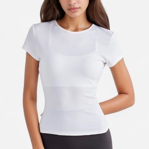 Anna-Kaci Active Women's Short Sleeve Fitted Crew Neck Top with Stretch Fabric for a Sleek and Comfortable Everyday Look - 1 of 4