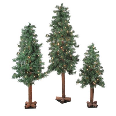 Northlight 3ct Prelit Artificial Christmas Trees Woodland Alpine 5' - Clear Lights