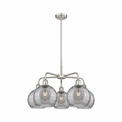 Athens Deco Swirl - 5 Light Stem Hung Chandelier In Industrial Style-15.38 Inches Tall and 26 Inches Wide