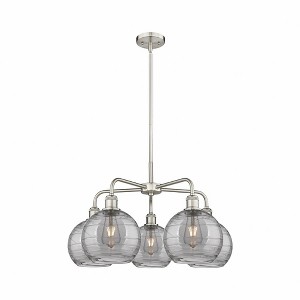 Athens Deco Swirl - 5 Light Stem Hung Chandelier In Industrial Style-15.38 Inches Tall and 26 Inches Wide - 1 of 1