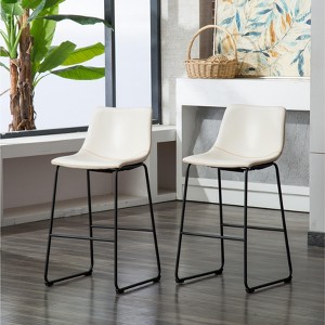 DOMETOUR Vintage PU Leather Barstools Set of 2 - 1 of 4