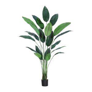 Artificial Bird of Paradise Tree 6-7FT Fake Palm Tree for Indoor Outdoor Housewarming Gift with 17 Trunks Faux Leaves - 1 of 4