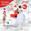 Costway 6 Ft Christmas Inflatable Animated Santa Penguin & Snowman Riding Polar Bear - 3 of 4