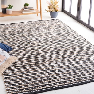 Handmade Black and Ivory Cowhide Leather 8' x 10' Area Rug