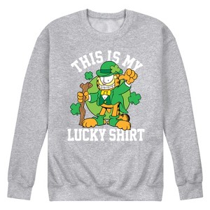 Men's - Garfield - This is My Lucky Shirt St. Patrick's Day Graphic Fleece Sweatshirt - 1 of 4