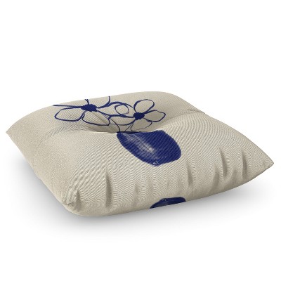 Hello Twiggs Blue Vase With Flowers Square Floor Pillow - Deny Designs