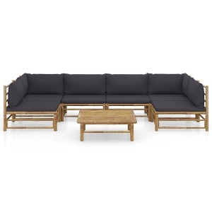vidaXL Garden Lounge Set Dark Grey Bamboo, 100% Polyester 7 Piece - 1 of 4