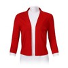 Women's 3/4 Sleeve Open Front Cropped Cardigan Sweater Lightweight Knit Short Shrugs Red S - 3 of 4