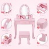Garvee Vanity Set,Girls' Vanity Table and Chair Set, Makeup Table with Lights Mirror ,for Age 4-9, White - 3 of 4